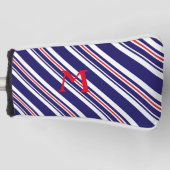 GOLF-Blue Stripe, Monogram Golf Putter Head Hoesje Golfheadcover (Voorkant)