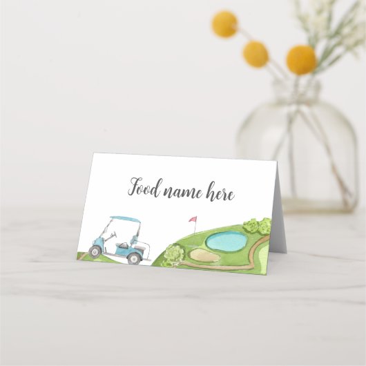 Golf Blue Tent Place Card Verjaardag Baby shower Plaatskaartje (Voorkant)