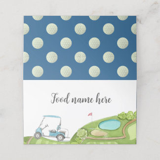 Golf Blue Tent Place Card Verjaardag Baby shower Plaatskaartje