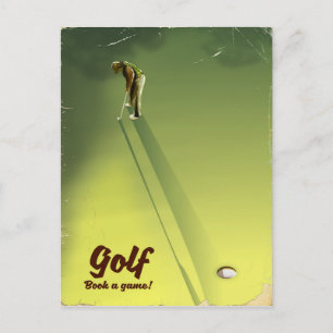 Golf "Boek een spel" vintage Poster Briefkaart