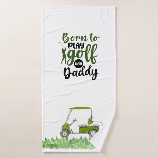 GOLF Born speelt golf met papa voor golfer Badhanddoek (Badhanddoek)
