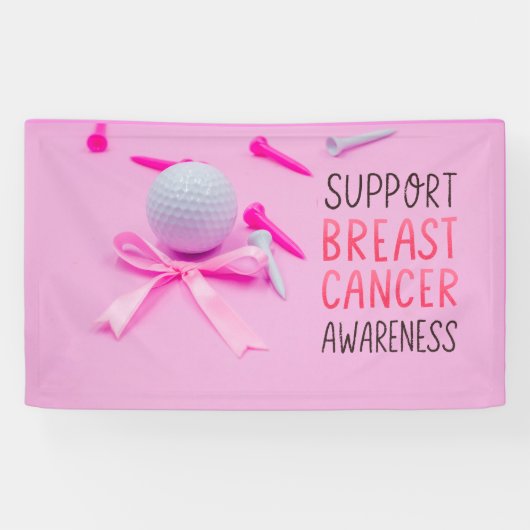 Golf borstkanker bewustzijn roze thema spandoek (Horizontaal)