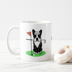 Golf Boston Terrier Dog (zwart) Cute Koffiemok