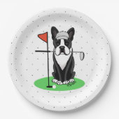 Golf Boston Terrier Dog (zwart) Cute Papieren Bordje (Voorkant)
