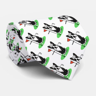 Golf Boston Terrier Dog (zwart) Cute Stropdas