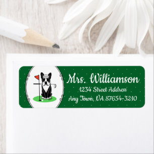 Golf Boston Terrier (zwarte hond) Cute Dog Etiket