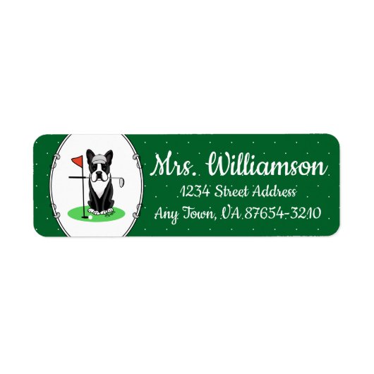 Golf Boston Terrier (zwarte hond) Cute Dog Etiket (Voorkant)