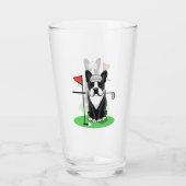 Golf Boston Terrier (zwarte hond) Cute Dog Glas (Achterkant)