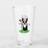 Golf Boston Terrier (zwarte hond) Cute Dog Glas (Voorkant)