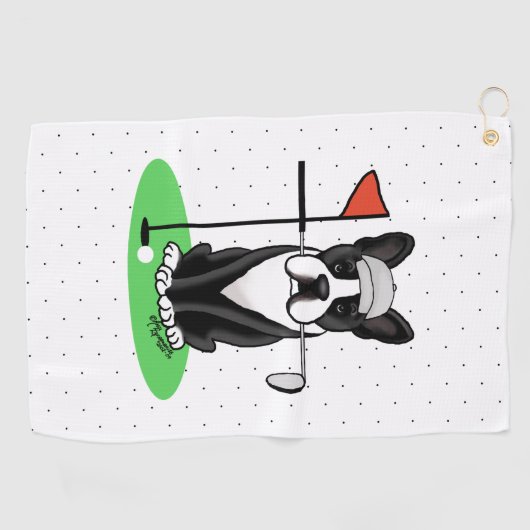 Golf Boston Terrier (zwarte hond) Cute Dog Golfhanddoek (Horizontaal)