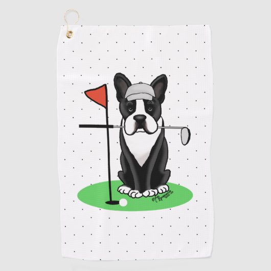Golf Boston Terrier (zwarte hond) Cute Dog Golfhanddoek (Voorkant)