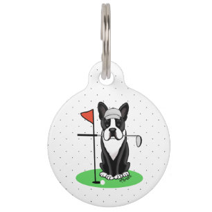 Golf Boston Terrier (zwarte hond) Cute Dog Huisdierpenning