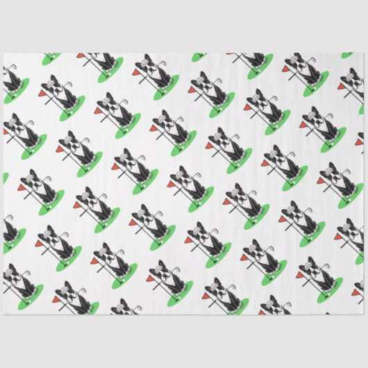 Golf Boston Terrier (zwarte hond) Cute Dog Tissuepapier (Voorkant)