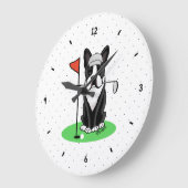 Golf Boston Terrier (zwarte hond) Grote Klok (Hoek)