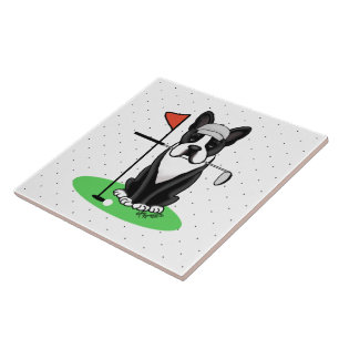 Golf Boston Terrier (zwarte hond) Tegeltje