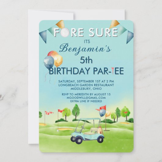 Golf Boy 5th Birthday Par-Tee   Kaart (Voorkant)