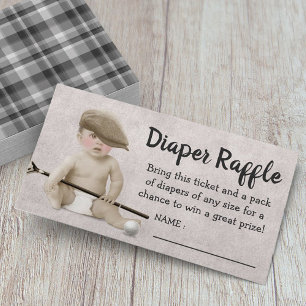  Golf Boy Baby shower Diaper Raffle Informatiekaartje