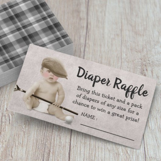  Golf Boy Baby shower Diaper Raffle Informatiekaartje