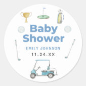 Golf Boy Baby shower Ronde Sticker (Voorkant)