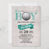 Golf Boy Baby shower Sport Thema Blauwgroen Kaart (Voorkant)