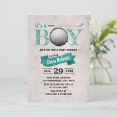 Golf Boy Baby shower Sport Thema Blauwgroen Kaart (Staand voorkant)