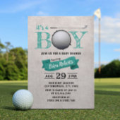 Golf Boy Baby shower Sport Thema Blauwgroen Kaart