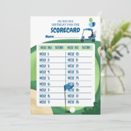 Golf Boy Birthday Par-T-shirt 18 Holes Card Scorec Kaart