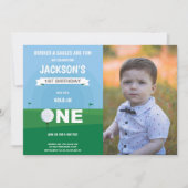 Golf Boy Birthday Uitnodigingen met foto (Voorkant)