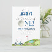 Golf Boy Eerste Verjaardag Uitnodiging (Staand voorkant)