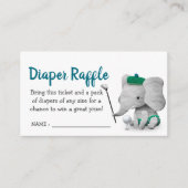 Golf Boy Elephant Baby shower Diaper Raffle Informatiekaartje (Voorkant)