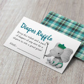 Golf Boy Elephant Baby shower Diaper Raffle Informatiekaartje