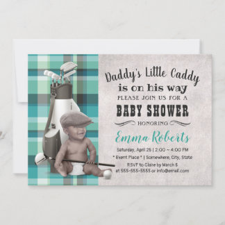 Golf Boy Future Golfer Caddy Black Baby shower Kaart