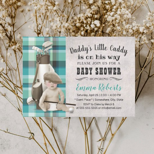 Golf Boy Future Golfer Cute Caddy Baby shower Kaart