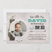 Golf Boy Future Golfer Cute Foto 1e verjaardag Kaart (Voorkant)