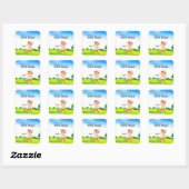 Golf boy golfer in de golfbaan vierkante sticker (Vel)