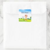 Golf boy golfer in de golfbaan vierkante sticker (Tas)