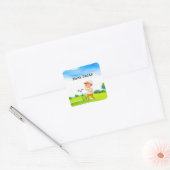 Golf boy golfer in de golfbaan vierkante sticker (Envelop)