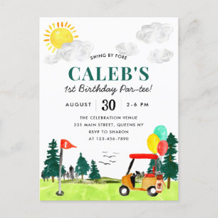 Golf Boy Golfing Swing By Fore Een Par-t-shirt Ver Briefkaart