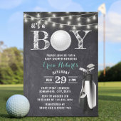 Golf Boy Rustic Chalkboard Baby shower Kaart