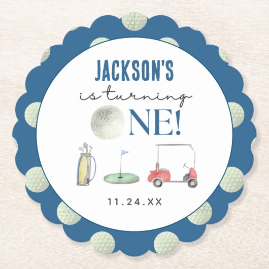 Golf Boy Verjaardag Kartonnen Onderzetters (Voorkant)