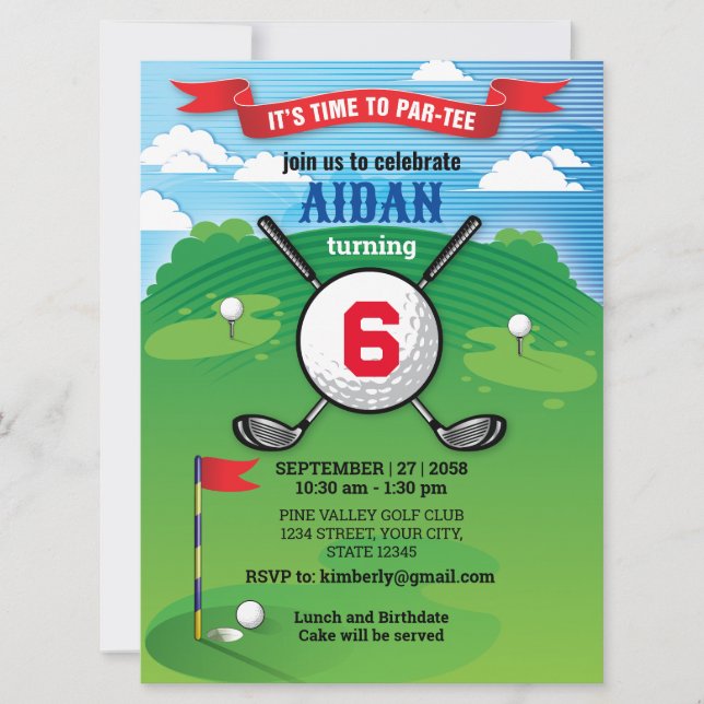Golf Boy Verjaardag Par-T-shirt Ontwerp (Voorkant)