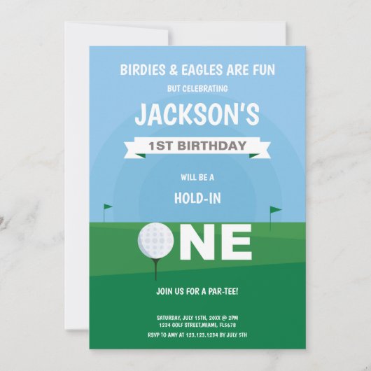 Golf Boy Verjaardag Uitnodiging (Voorkant)