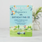 Golf Boy Vierde 4de Verjaardag Par-Tee Kaart (Staand voorkant)
