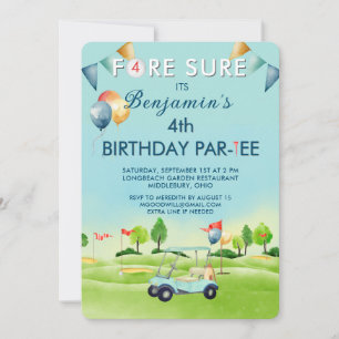 Golf Boy Vierde 4de Verjaardag Par-Tee   Kaart