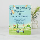 Golf Boy Vierde 4de Verjaardag Par-Tee   Kaart (Staand voorkant)