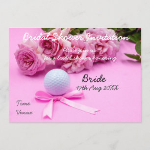 Golf Bridal Shower Uitnodiging golfbal en rozen