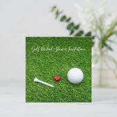 Golf Bridal Shower Uitnodiging met bal en liefde (Staand voorkant)