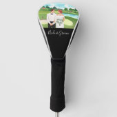 Golf Bride en Groom bruiloft in golfbaan Golfheadcover (Voorkant)