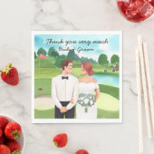 Golf Bride en Groom Golfer bruiloft op golfbaan Servet (Insitu)