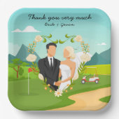 Golf Bride en Groom in de golfbaan Wedding Papieren Bordje (Voorkant)